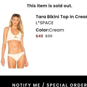 L*SPACE bikini (top and bottom) large Tara in cream